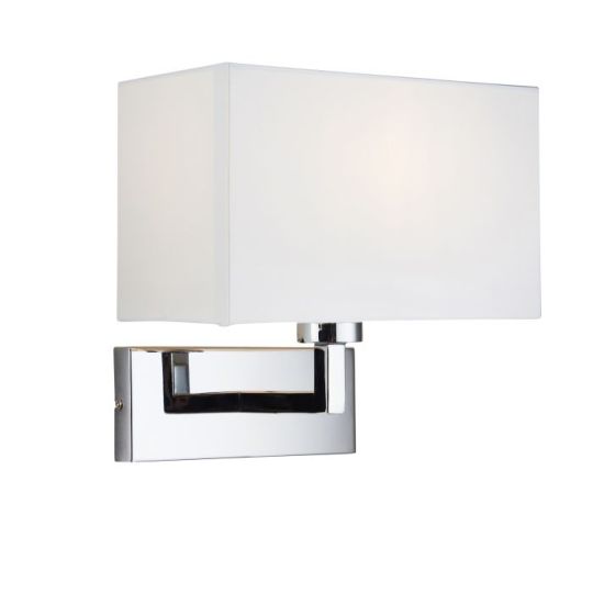 Endon Piccolo 1lt Wall in Chrome Plate & White Fabric