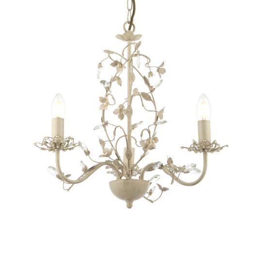 Lullaby 3 Light Pendant in Cream/Brushed Gold Paint Finish & Clear/Pearl Acrylic Shade