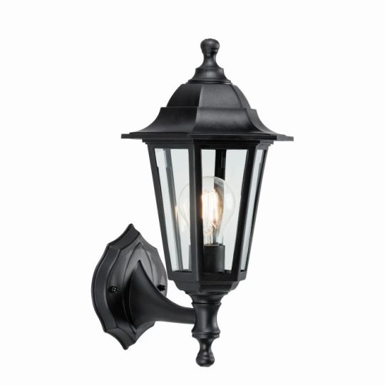 Endon Bayswater 1lt Wall in Black Polypropylene & Clear Glass