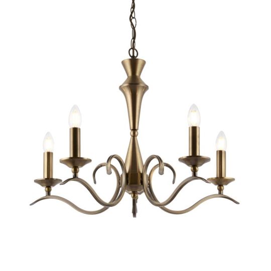 Kora 5 Light Pendant in Antique Brass Plate Finish