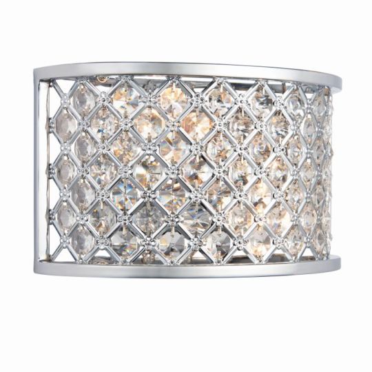Endon Hudson 2lt Wall in Chrome Plate & Clear Crystal