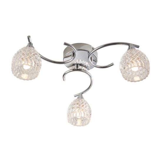 Boyer 3 Light Semi Flush in Chrome Plate Finish & Clear Glass Shade