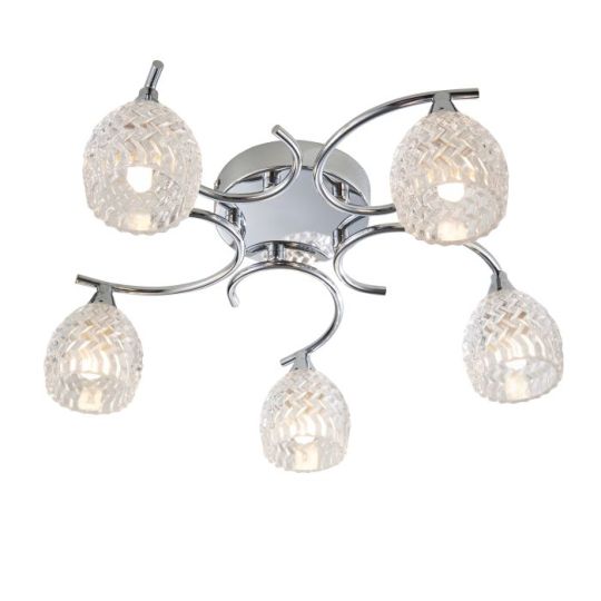 Boyer 5 Light Semi Flush in Chrome Plate Finish & Clear Glass Shade