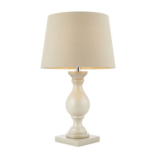 Endon Marsham 1lt Table in Ivory Painted Wood & Ivory Fabric