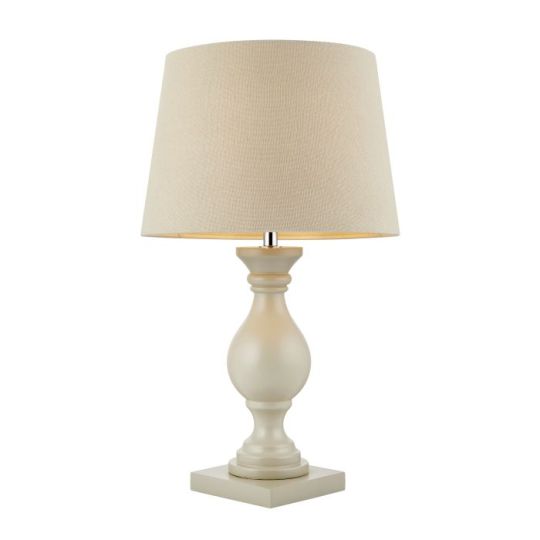 Endon Marsham 1lt Table in Taupe Painted Wood & Ivory Fabric