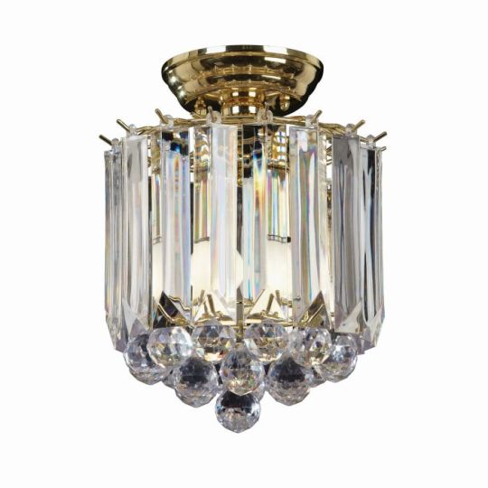 Endon Fargo 2lt Flush in Brass Plate & Clear Acrylic
