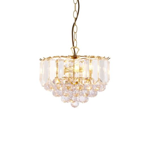 Endon Fargo 3lt Pendant in Brass Plate & Clear Acrylic