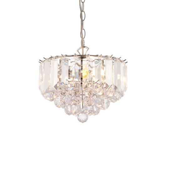 Endon Fargo 3lt Pendant in Chrome Plate & Clear Acrylic