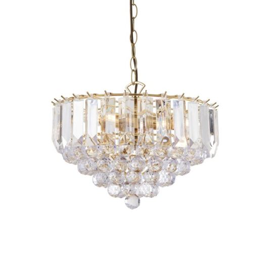 Endon Fargo 3lt Pendant in Brass Plate & Clear Acrylic