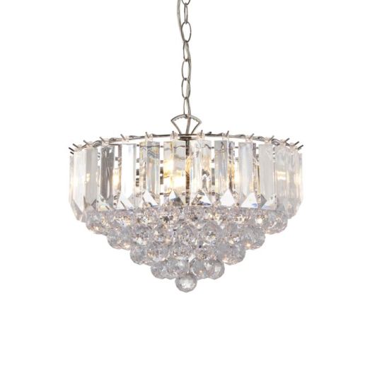 Endon Fargo 3lt Pendant in Chrome Plate & Clear Acrylic