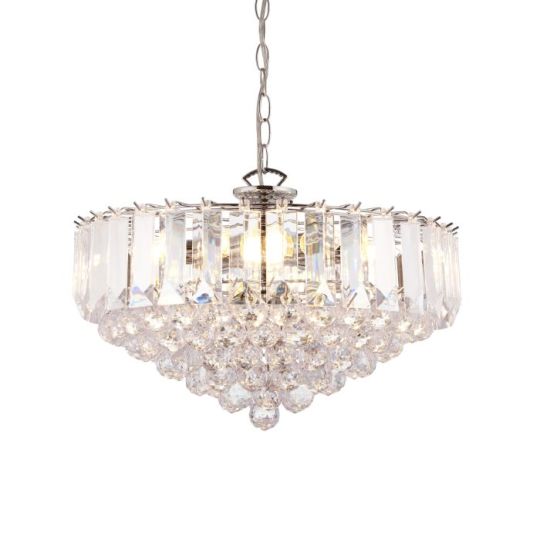 Endon Fargo 6lt Pendant in Chrome Plate & Clear Acrylic