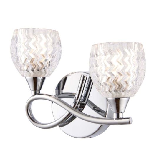 Boyer 2 Light Wall Lamp in Chrome Plate Finish & Clear Glass Shade