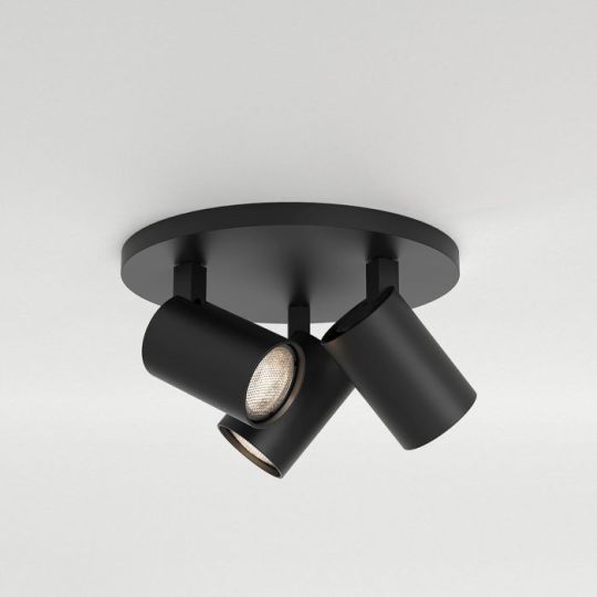 Astro Ascoli Triple Round Indoor Spotlight in Matt Black