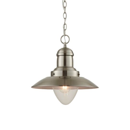 Mendip Pendant in Satin Nickel Plate Finish & Clear Glass Shade