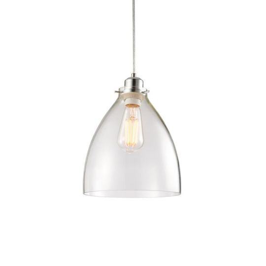 Elstow Pendant Shade in Chrome Plate Finish & Clear Glass Shade
