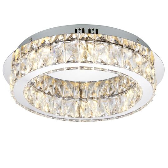 Endon Swayze 1lt Flush in Chrome Plate & Clear Faceted Acrylic