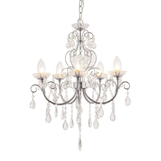 Endon Tabitha 5lt Pendant in Chrome Plate & Clear Crystal