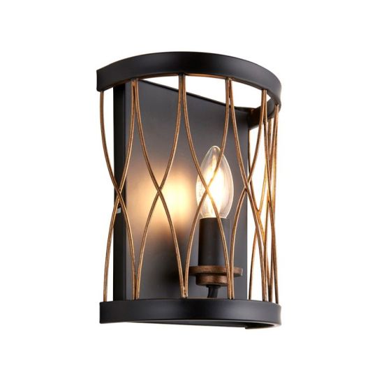 Heston Wall Light in Matt Black Finish & Rustic Bronze Paint Shade