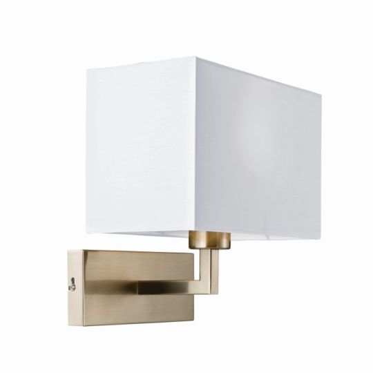 Endon Piccolo 1lt Wall in Satin Nickel Plate & White Fabric
