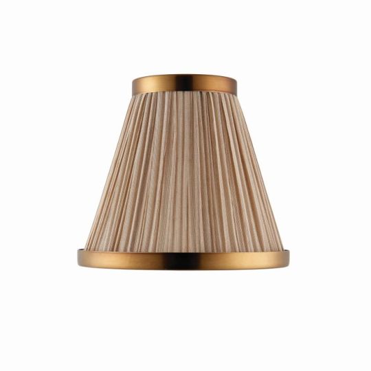 Interiors 1900 Suffolk 1Lt Shade in Beige Fabric & Antique Brass Plate