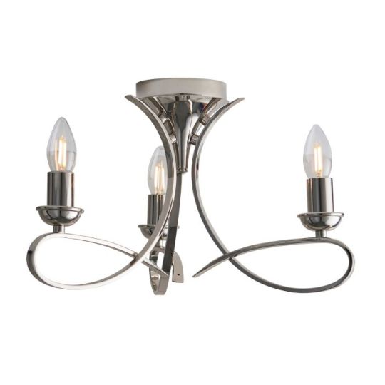 Interiors 1900 Penn Nickel 3Lt Semi Flush in Polished Nickel Plate