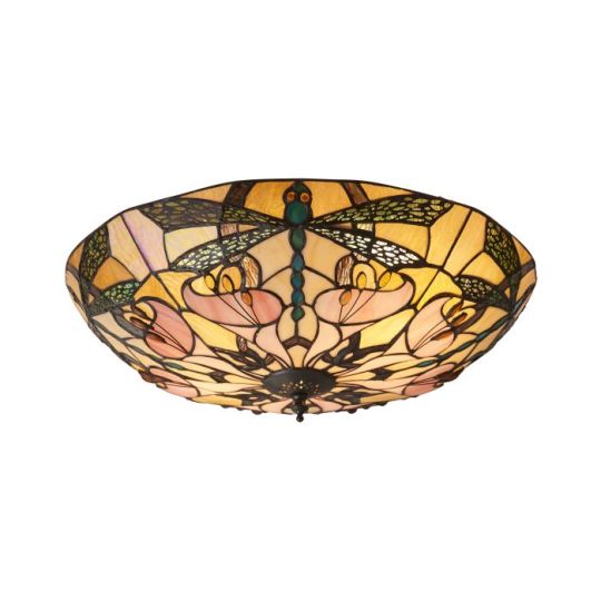 Tiffany Ashton 2Lt Flush in Tiffany Glass & Dark Bronze Finish With Highlights