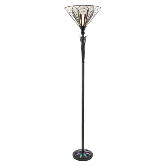 Tiffany Astoria 1Lt Floor in Tiffany Glass & Black With Iridised Glass Inserts