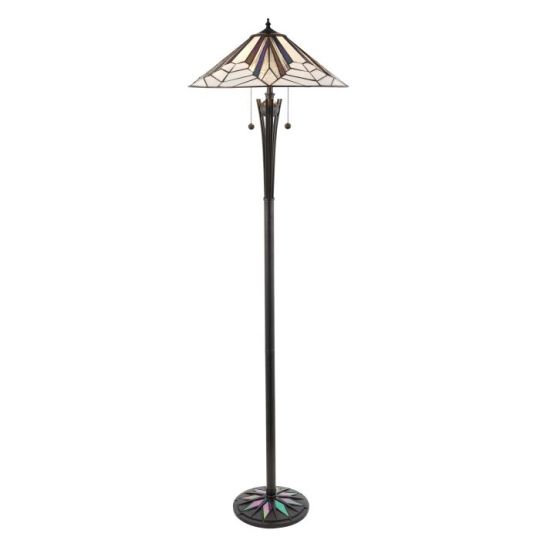Tiffany Astoria 2Lt Floor in Tiffany Glass & Black With Iridised Glass Inserts