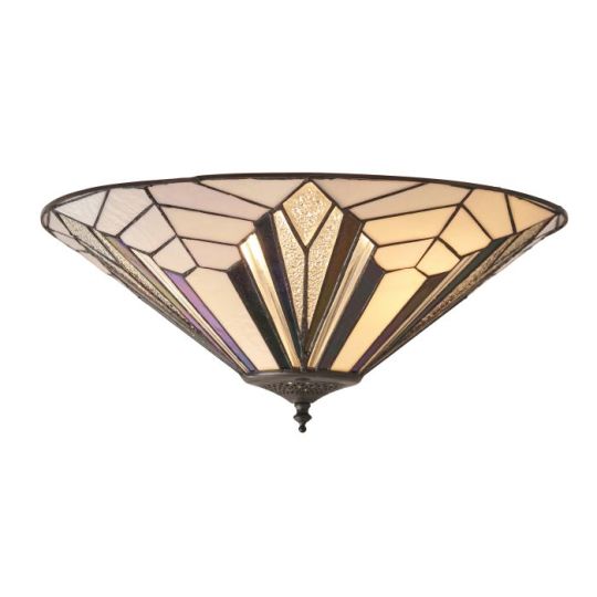 Tiffany Astoria 2Lt Flush in Tiffany Glass & Dark Bronze Finish With Highlights
