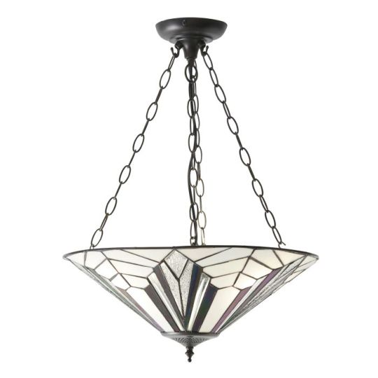 Tiffany Astoria 3Lt Pendant in Tiffany Glass & Dark Bronze Finish With Highlights
