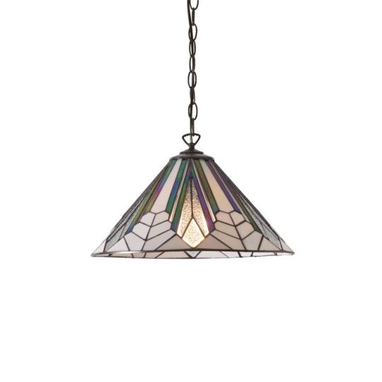 Tiffany Astoria 1Lt Pendant in Tiffany Glass & Dark Bronze Finish With Highlights