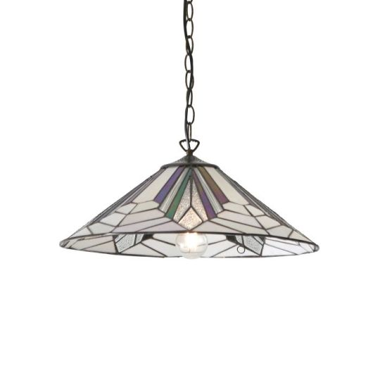 Tiffany Astoria 1Lt Pendant in Tiffany Glass & Dark Bronze Finish With Highlights