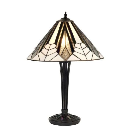 Tiffany Astoria 2Lt Table in Tiffany Glass & Black With Iridised Glass Inserts