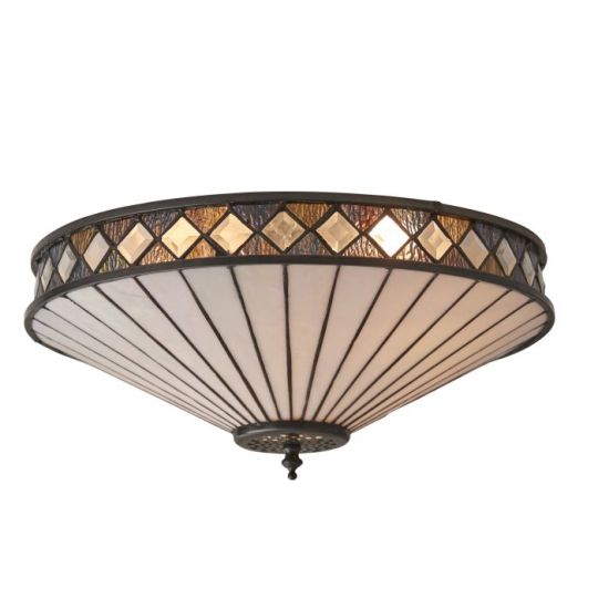 Tiffany Fargo 2Lt Flush in Tiffany Glass & Dark Bronze Finish With Highlights