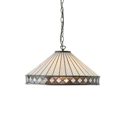 Tiffany Fargo 1Lt Pendant in Tiffany Glass & Dark Bronze Finish With Highlights