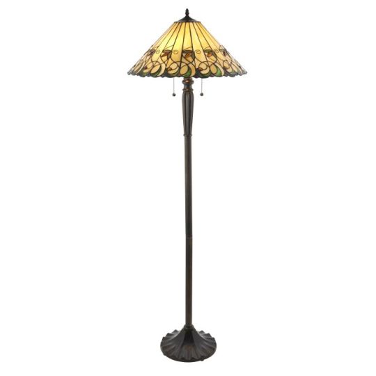 Tiffany Jamelia 2Lt Floor in Tiffany Glass & Dark Bronze Finish With Highlights