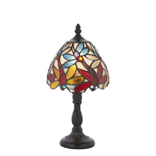 Tiffany Lorette 1Lt Table in Tiffany Glass & Dark Bronze Finish With Highlights