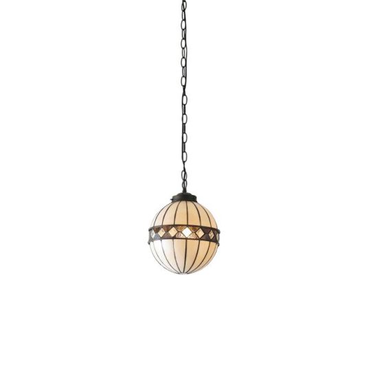 Tiffany Fargo 1Lt Pendant in Tiffany Glass & Dark Bronze Finish With Highlights