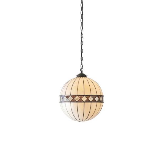 Tiffany Fargo 1Lt Pendant in Tiffany Glass & Dark Bronze Finish With Highlights