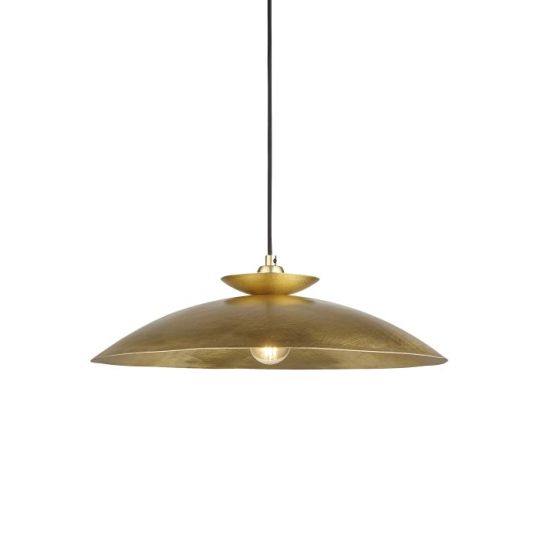 Blackstone Zenithray 1 lt 300-1690mm x 500mm Single Pendant Light Finished In Hammered Brass & Brass Plate