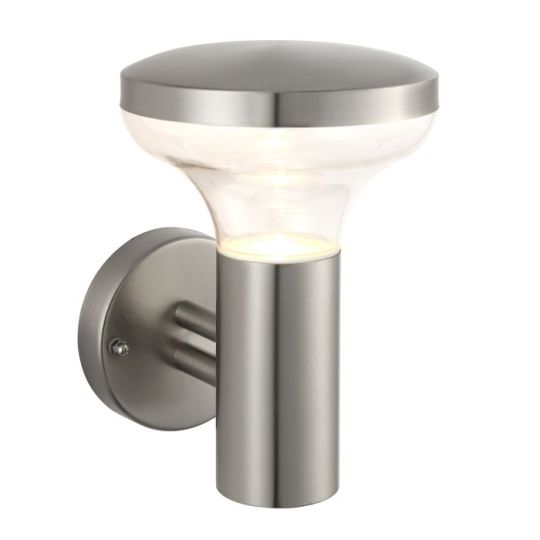 Saxby Roko 1Lt Wall Ip44 4.6W in Marine Grade Brushed Stainless Steel & Clear Pc