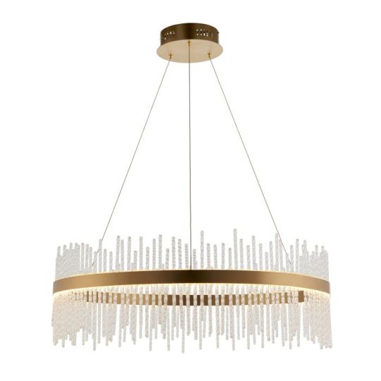 Blackstone Etherglow 1 lt 300-1200mm x 700mm Single Pendant Light Finished In Brushed Gold Plated Finish & Clear Glass