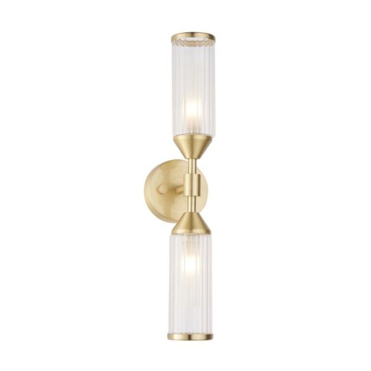 Blackstone Umbraflare 2 lt 113mm x 415mm x 90mm Metal Wall Light Finished In Satin Brass Plate With Clear & Frosted Glass