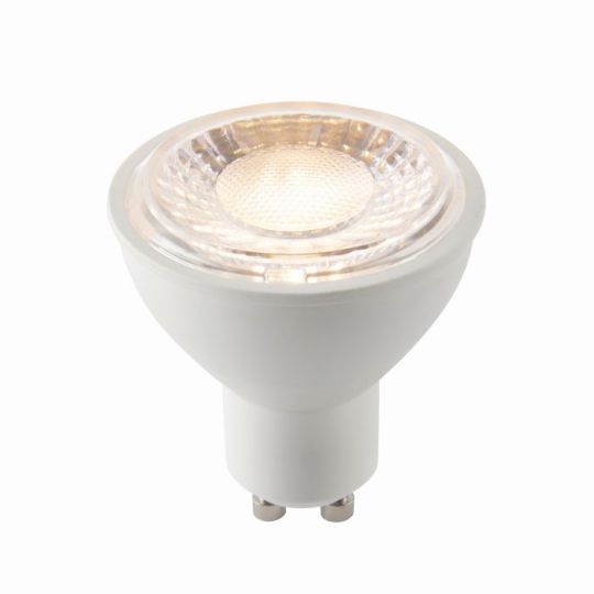 Saxby Gu10 Led Smd 60 Degrees 7W in Matt White Plastic & Clear Prismatic Pc