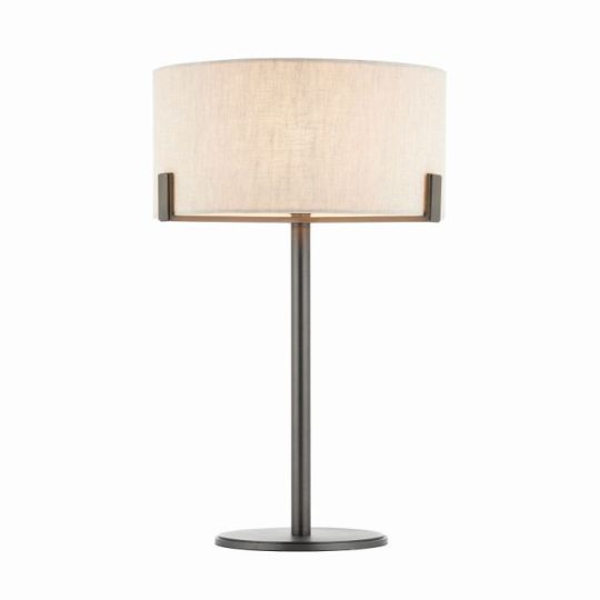 Endon Hayfield 1lt Table in Brushed Bronze Finish & Natural Linen