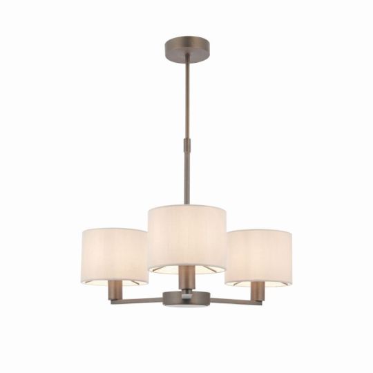 Endon Daley 3lt Pendant in Dark Antique Bronze Plate & Marble Fabric