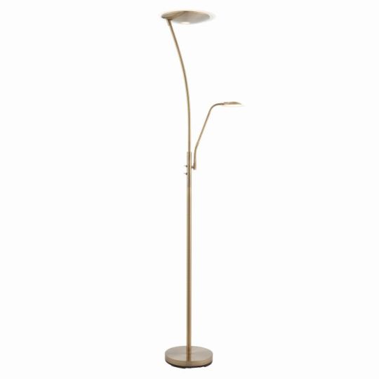 Endon Alassio 2lt Floor in Antique Brass Plate & Frosted Plastic