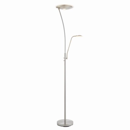 Endon Alassio 2lt Floor in Satin Chrome Plate & Frosted Plastic