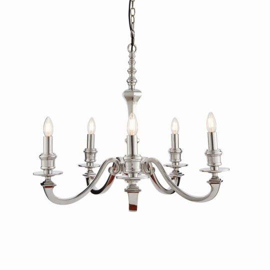 Finsbury 5 Light Pendant in Polished Aluminium Finish