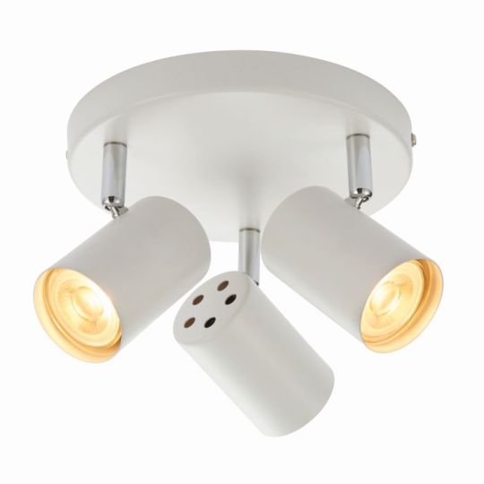 Saxby Arezzo 3Lt Round White 7W in Matt White Paint & Chrome Effect Plate